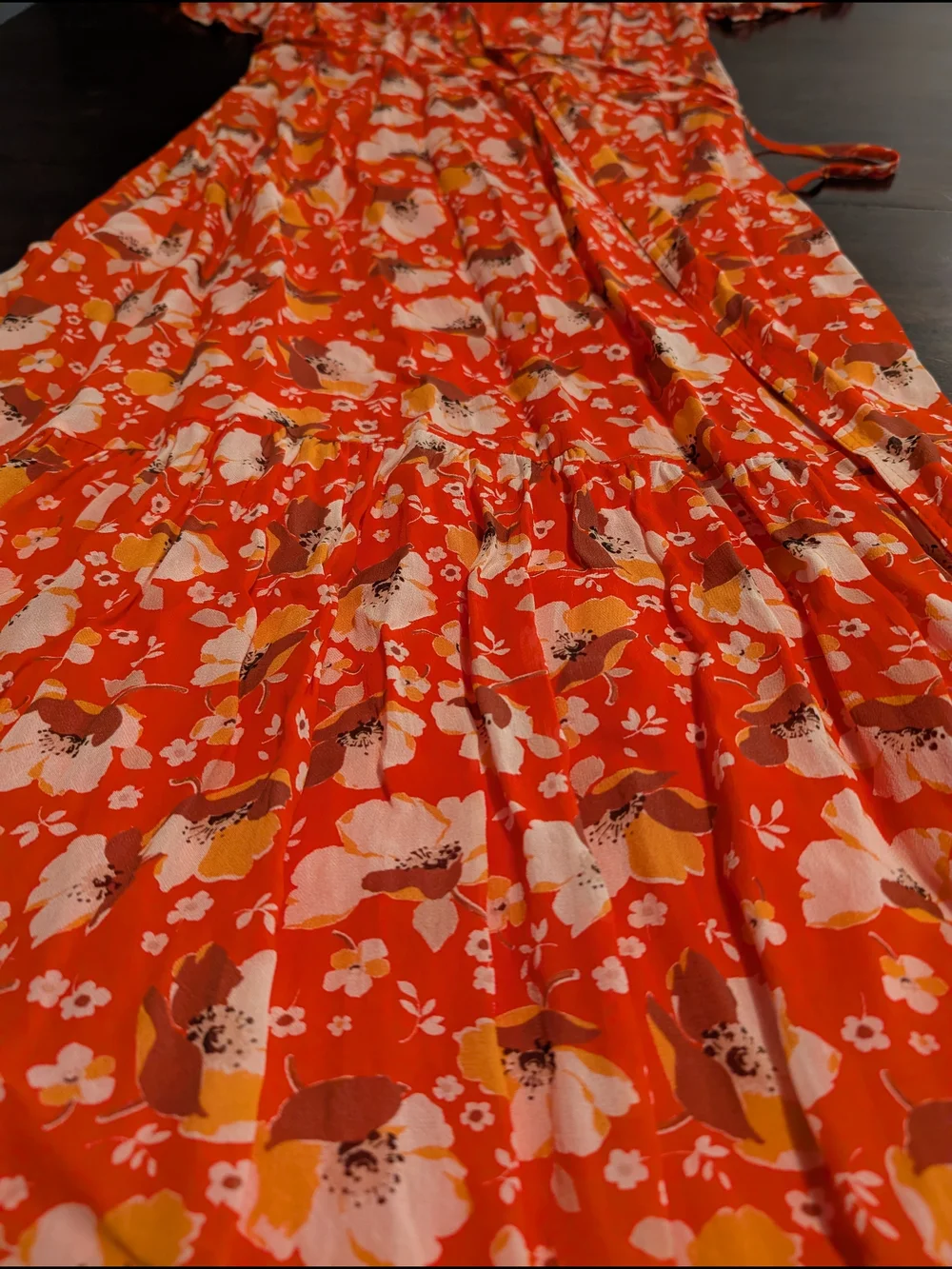 & Other Stories Bright Red/Orange Floral Wrap Maxi Dress, Women's 6